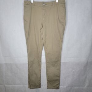 Dickies Khaki Pants Beige Cotton Stretch Mid-rise flat Front Tapered Leg 13